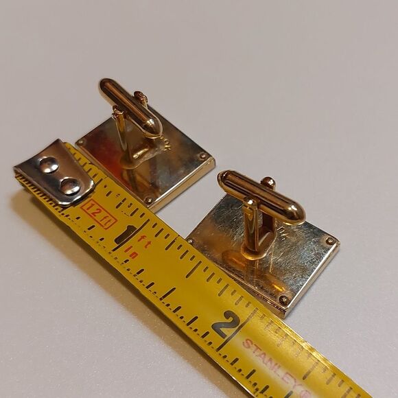 Vintage SWANK Framed Golf Clubs Golf Ball Cufflinks MOP Background Rectangle - Picture 6 of 6